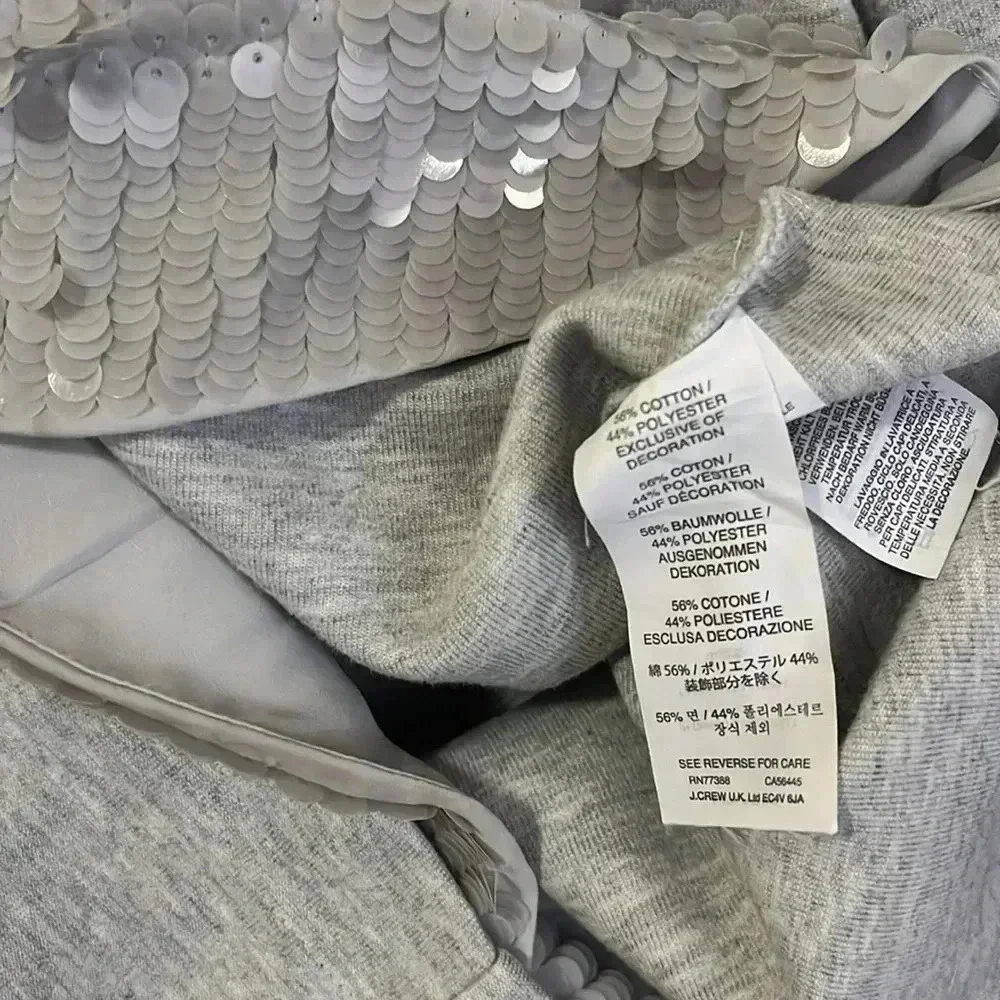J. CREW crewneck gray sequin hem size small